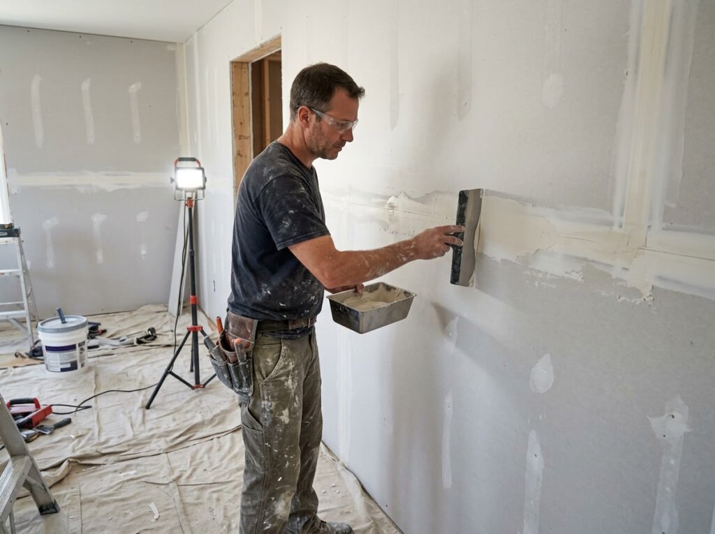 Joe's Handyman - Installer Applying Joint Compound