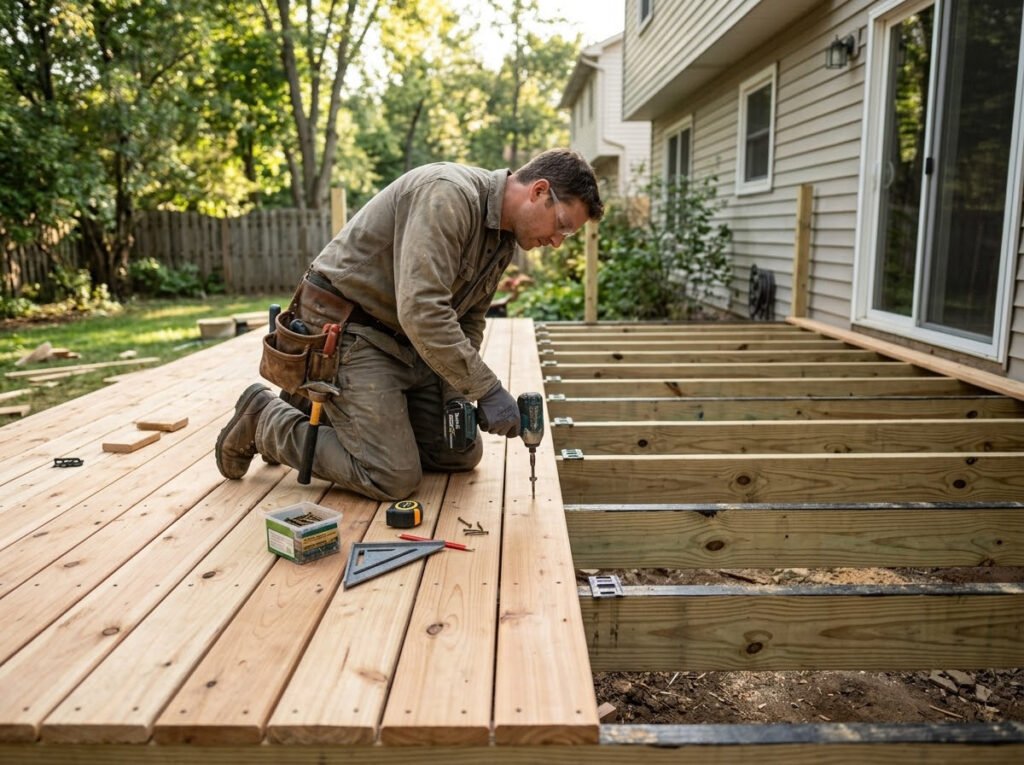 Joe's Handyman - Tradesperson Building Wooden Deck
